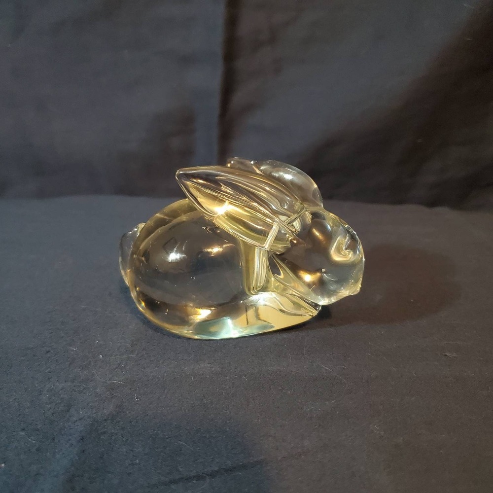 Balos Art Glass Clear Bunny Rabbit Paperweight